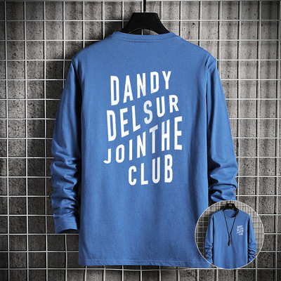 Bluză casual pentru bărbați, cu imprimeu inscripționat și mâneci lungi