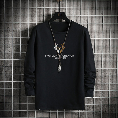 Bluză casual pentru bărbați, cu imprimeu inscripționat și mâneci lungi