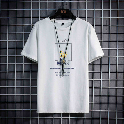 Bluză de bărbați model nou cu decolteu oval și mâneci scurte