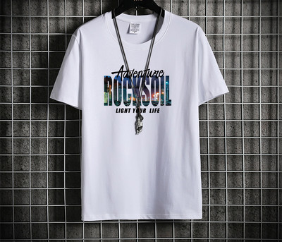 Tricou pentru bărbați cu inscripții și mâneci scurte