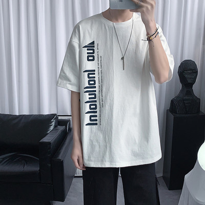 Tricou casual bărbați cu inscripție - model larg