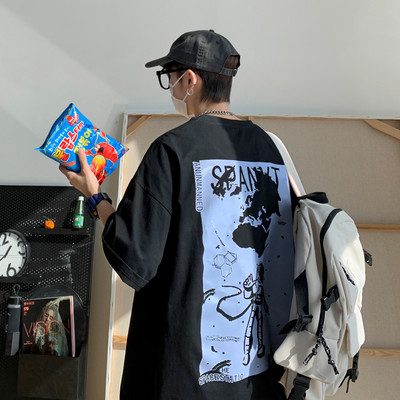 Tricou larg pentru bărbați cu decolteu rotund - în trei culori