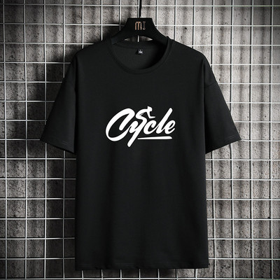 Tricou casual barbatesc cu decolteu oval si aplicatie - mai multe culori