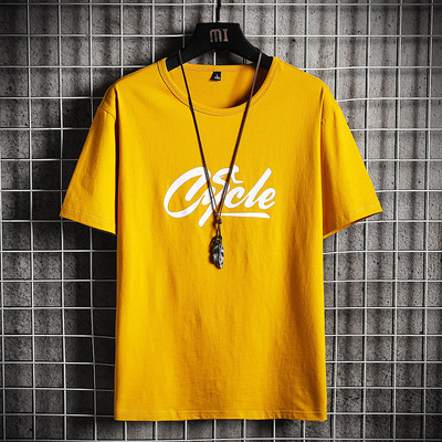 Tricou casual barbatesc cu decolteu oval si aplicatie - mai multe culori