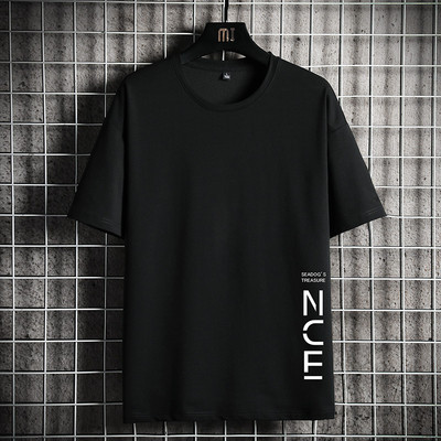 Tricou casual barbatesc cu decolteu oval si aplicatie - mai multe culori