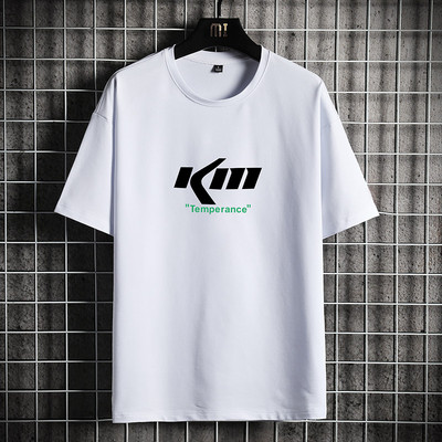 Tricou casual barbatesc cu decolteu oval si aplicatie - mai multe culori