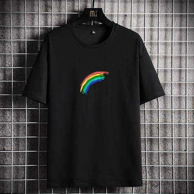 Tricou casual barbatesc cu decolteu oval si aplicatie - mai multe culori