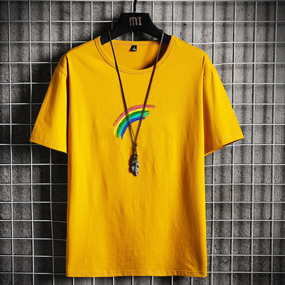 Tricou casual barbatesc cu decolteu oval si aplicatie - mai multe culori