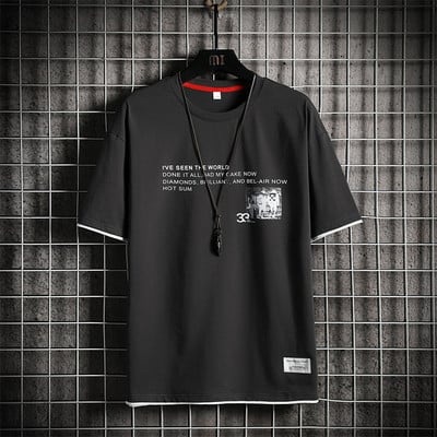 Tricou casual barbatesc cu emblema si imprimeu