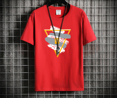 Tricou pentru bărbați cu aplicație colorată și mâneci scurte