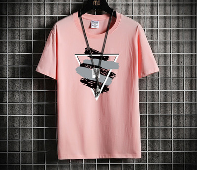 Tricou pentru bărbați cu aplicație colorată și mâneci scurte