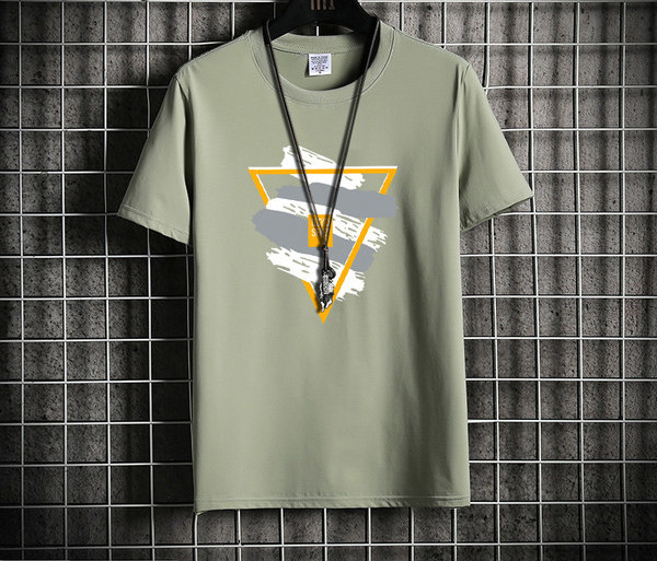 Tricou pentru bărbați cu aplicație colorată și mâneci scurte