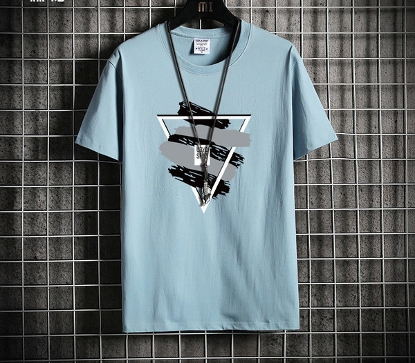 Tricou pentru bărbați cu aplicație colorată și mâneci scurte