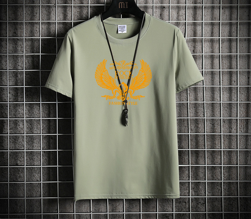 Tricou casual barbatesc cu decolteu oval si imprimeu