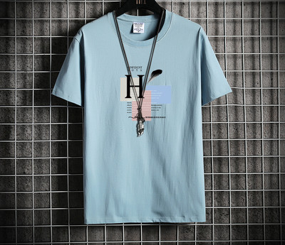 Tricou barbatesc cu imprimeu color si maneci scurte - marime mare