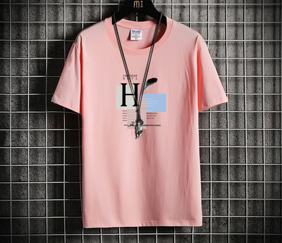 Tricou barbatesc cu imprimeu color si maneci scurte - marime mare