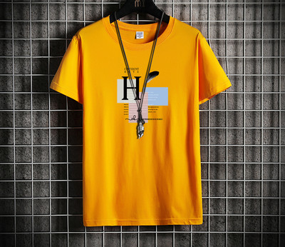 Tricou barbatesc cu imprimeu color si maneci scurte - marime mare