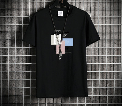 Tricou barbatesc cu imprimeu color si maneci scurte - marime mare