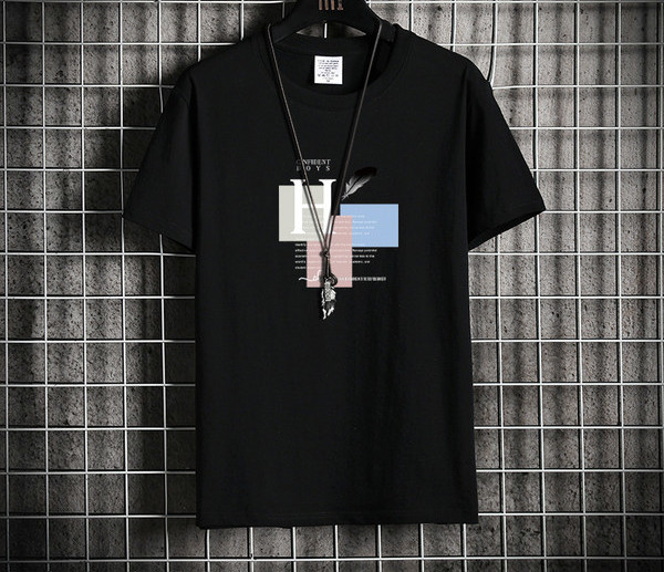 Tricou barbatesc cu imprimeu color si maneci scurte - marime mare