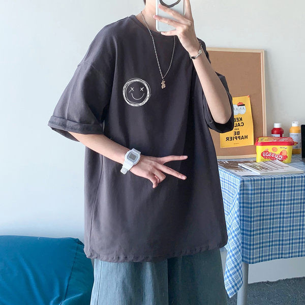 Tricou casual barbatesc - cu decolteu oval si maneci scurte