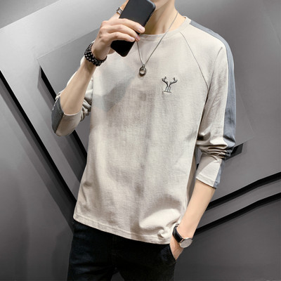 Bluză casual pentru bărbați cu mâneci lungi și decolteu rotund