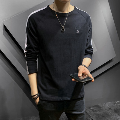 Bluză casual pentru bărbați cu mâneci lungi și decolteu rotund