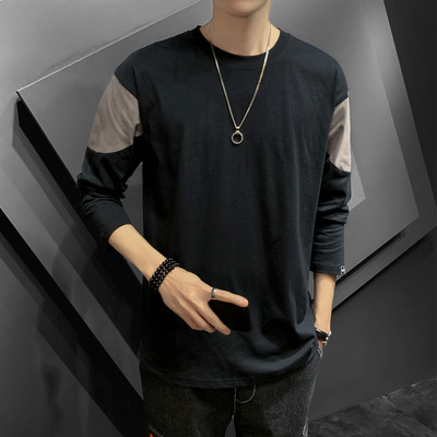 Bluză casual pentru bărbați cu mâneci lungi și decolteu rotund