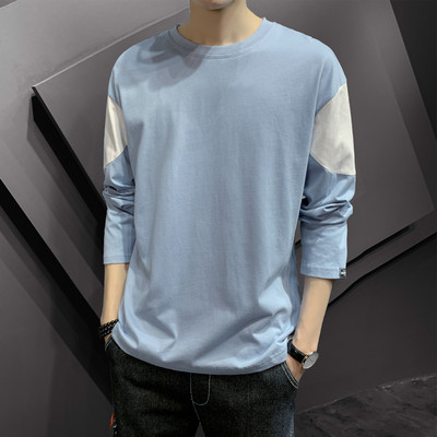 Bluză casual pentru bărbați cu mâneci lungi și decolteu rotund