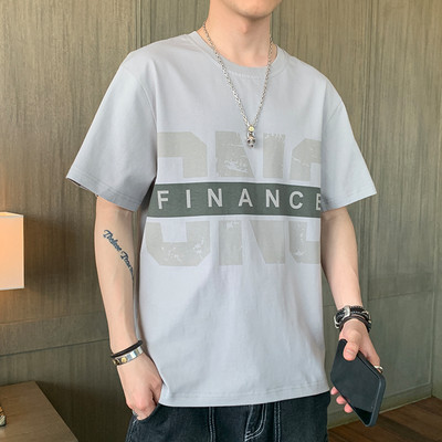 Ανδρικό μπλουζάκι μοντέρνο με κοντά μανίκια και οβάλ λαιμόκοψη