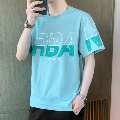 Ανδρικό μπλουζάκι μοντέρνο με κοντά μανίκια και οβάλ λαιμόκοψη