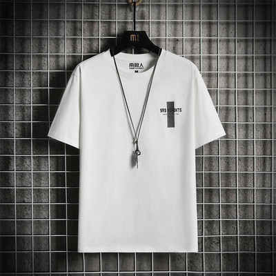 Tricou barbatesc model nou cu decolteu oval si imprimeu cu inscriptionare