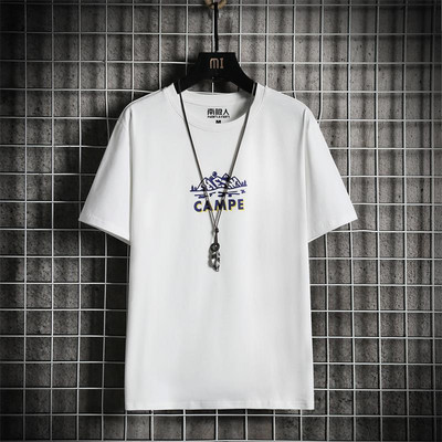 Tricou barbatesc model nou cu decolteu oval si imprimeu cu inscriptionare