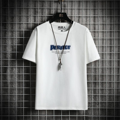 Tricou barbatesc model nou cu decolteu oval si imprimeu cu inscriptionare