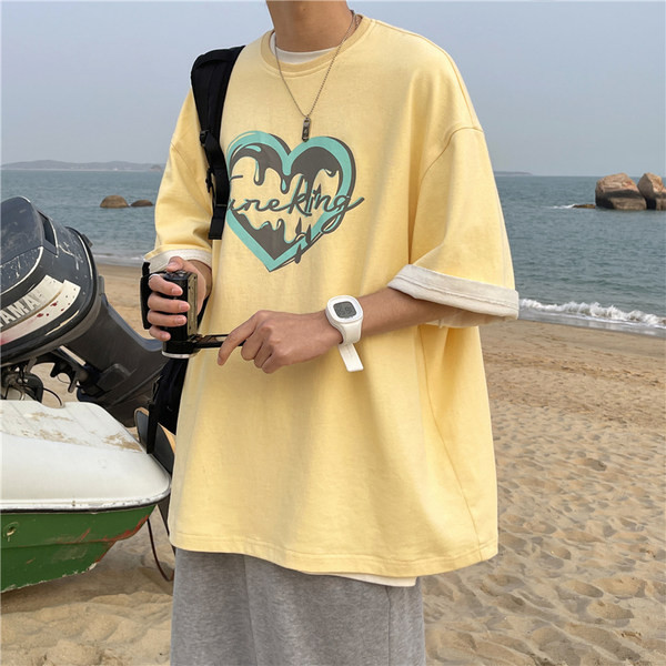 Muški ležerni široki model majice s aplikacijom