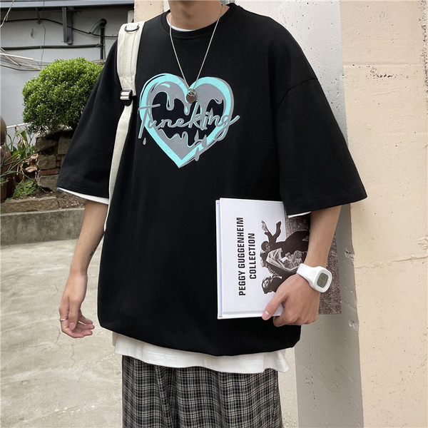 Muški ležerni široki model majice s aplikacijom