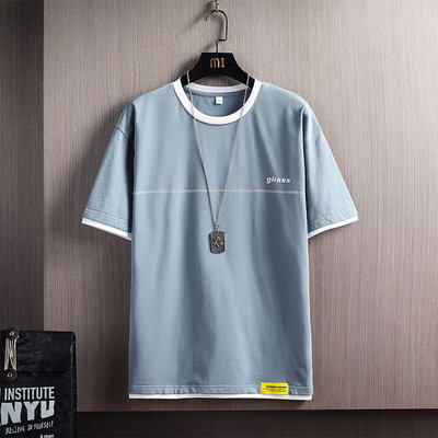 Tricou barbatesc model nou cu aplicatie si decolteu oval - mai multe culori