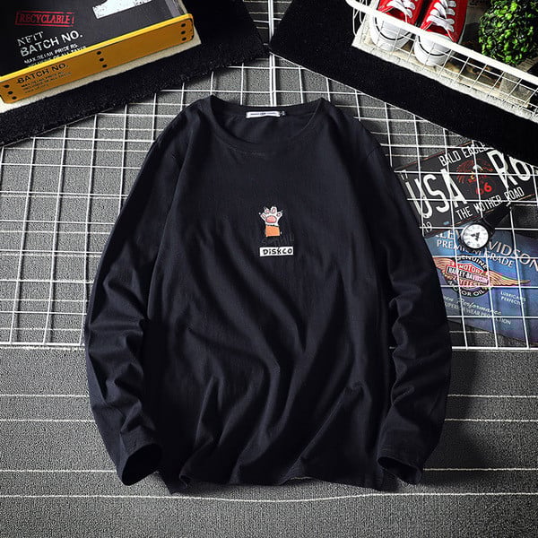 Bluză lată pentru bărbați cu aplicație și decolteu oval