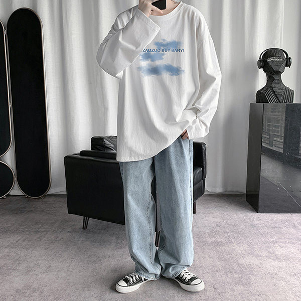 Bluză largă lejeră, cu mâneci lungi și inscripție