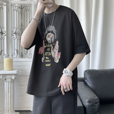 Proljetna muška majica s aplikacijom i 3/4 rukavima