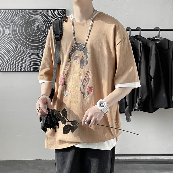 Proljetna muška majica s aplikacijom i 3/4 rukavima