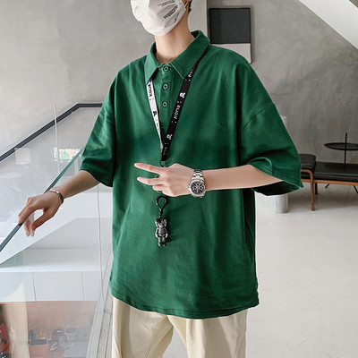 Bluză bărbătească cu mâneci scurte și guler clasic