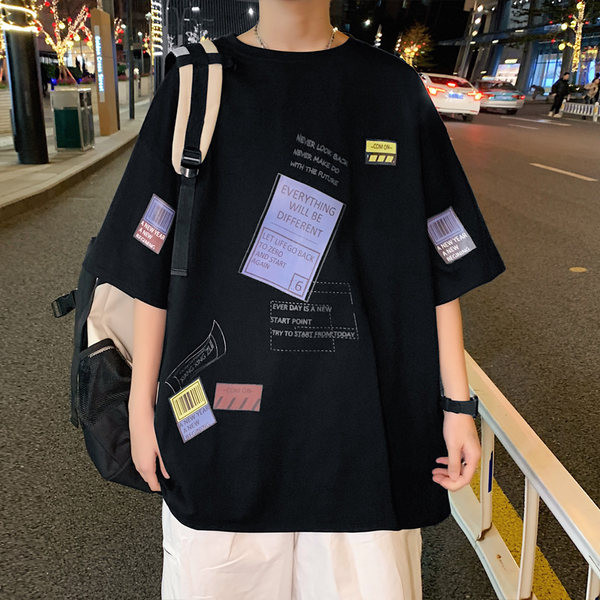 Tricou larg casual cu imprimeuri colorate