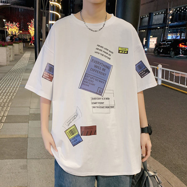 Tricou larg casual cu imprimeuri colorate