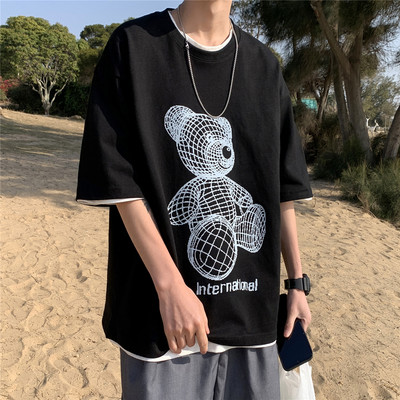 Tricou barbatesc cu maneca scurta si aplicatie - doua modele