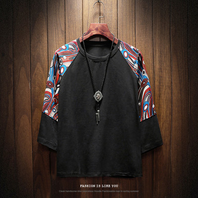 Bluză bărbătească cu mâneci 3/4 și model cu model