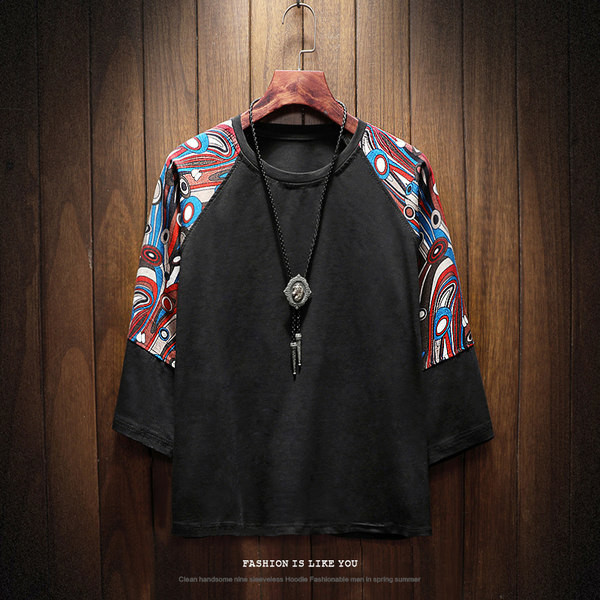 Bluză bărbătească cu mâneci 3/4 și model cu model