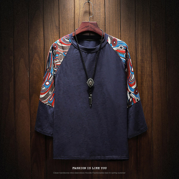 Bluză bărbătească cu mâneci 3/4 și model cu model