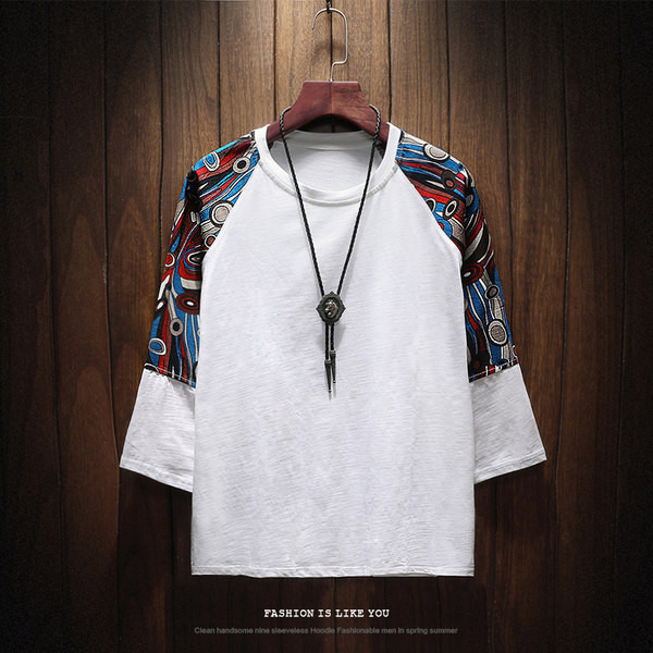 Bluză bărbătească cu mâneci 3/4 și model cu model