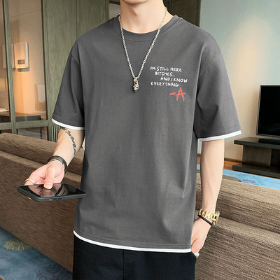 Jednobojna muška majica s ovalnim izrezom u više boja