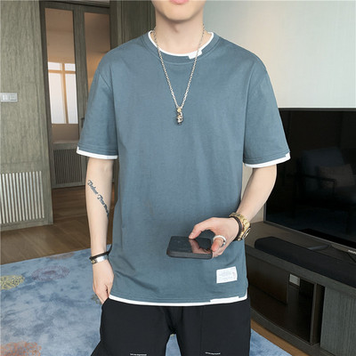 Jednobojna muška majica s ovalnim izrezom u više boja